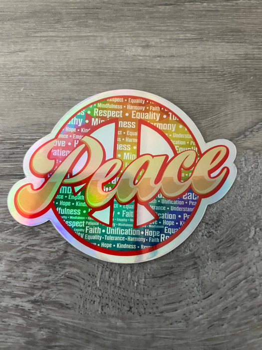 Peace Hologram Vinyl Sticker, 3" x 2.31": Retail Packaging