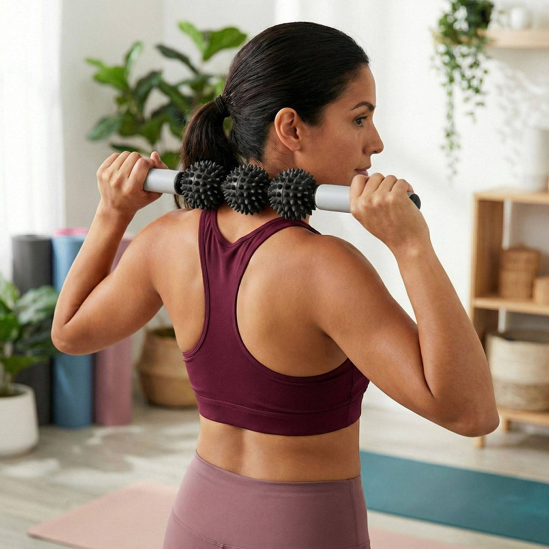 2-PC Handheld Massage Roller with Textured Therapy Balls for Deep Tissue Relief: Purple / One Size Fits Most