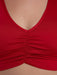 Close-up of a red garment with a deep neckline