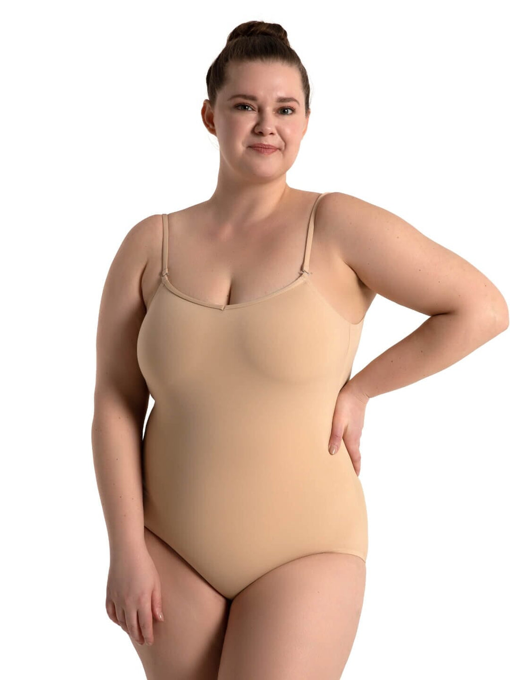 Capezio Plunge Neck Mesh Midriff Adjustable Straps Camisole Body Liner  Undergarment - 3763W Womens