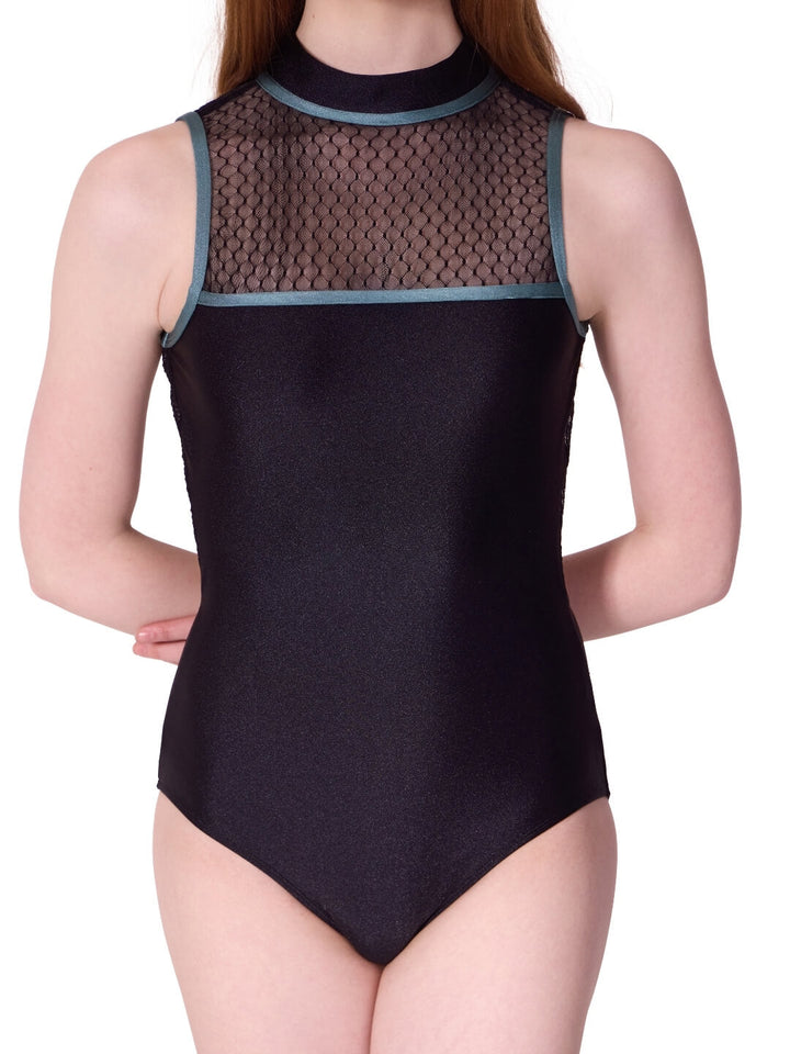 Capezio Enchanted Contrast Beloved Mock Neck Leotard Black F12612W