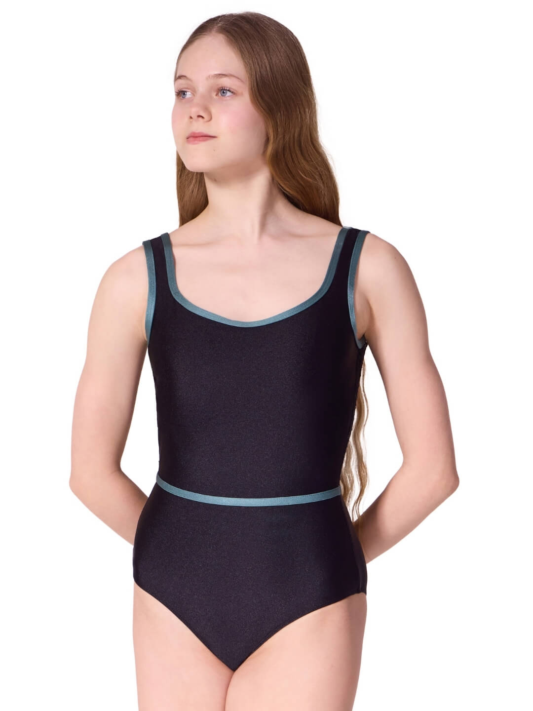 Capezio Enchanted Contrast Graceful Tank Leotard Black F12610W