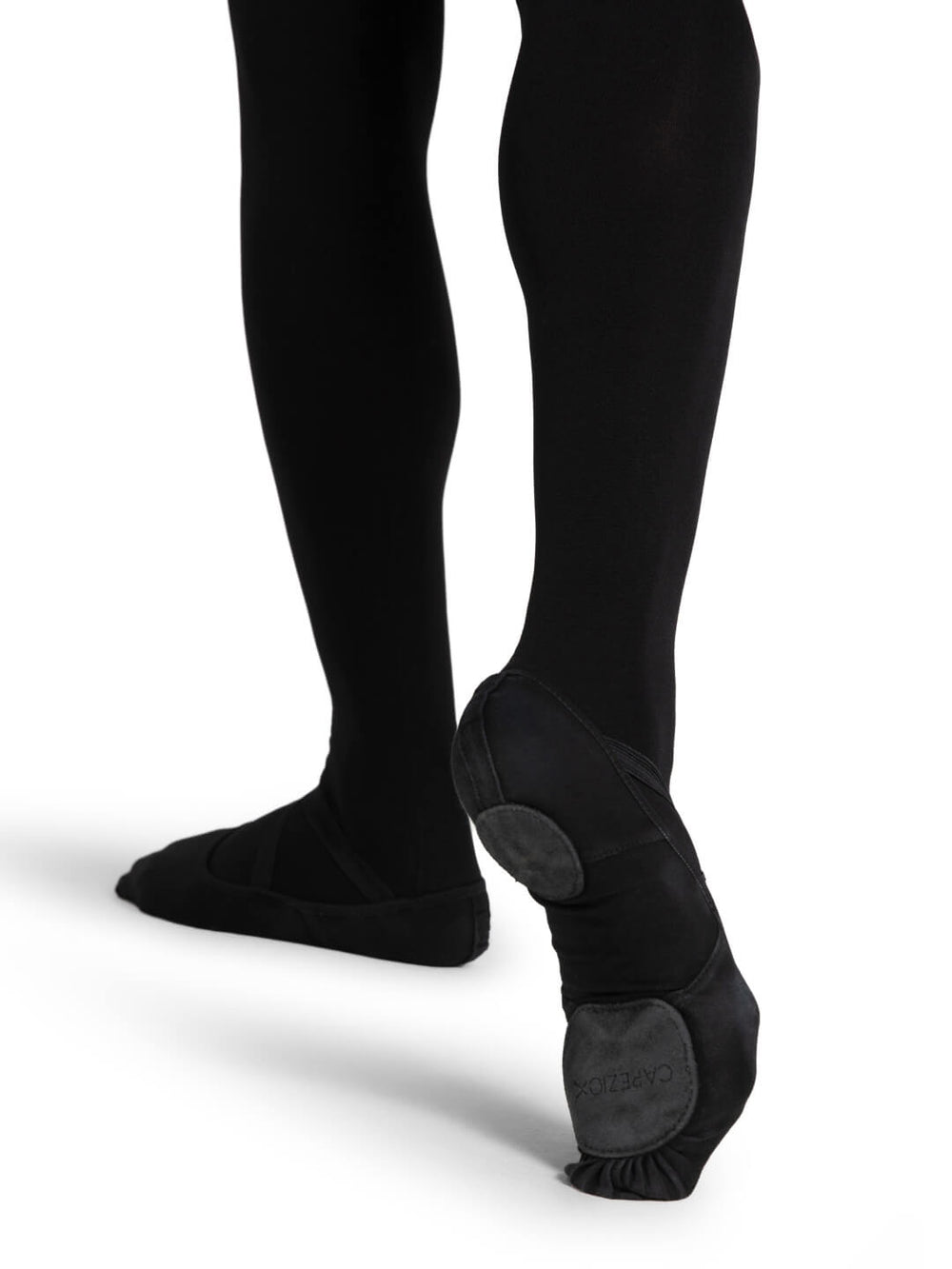 Black tights with footies on a white background