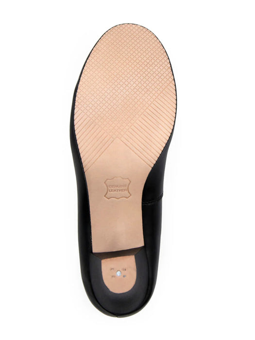 Black shoe sole with beige insole on a white background