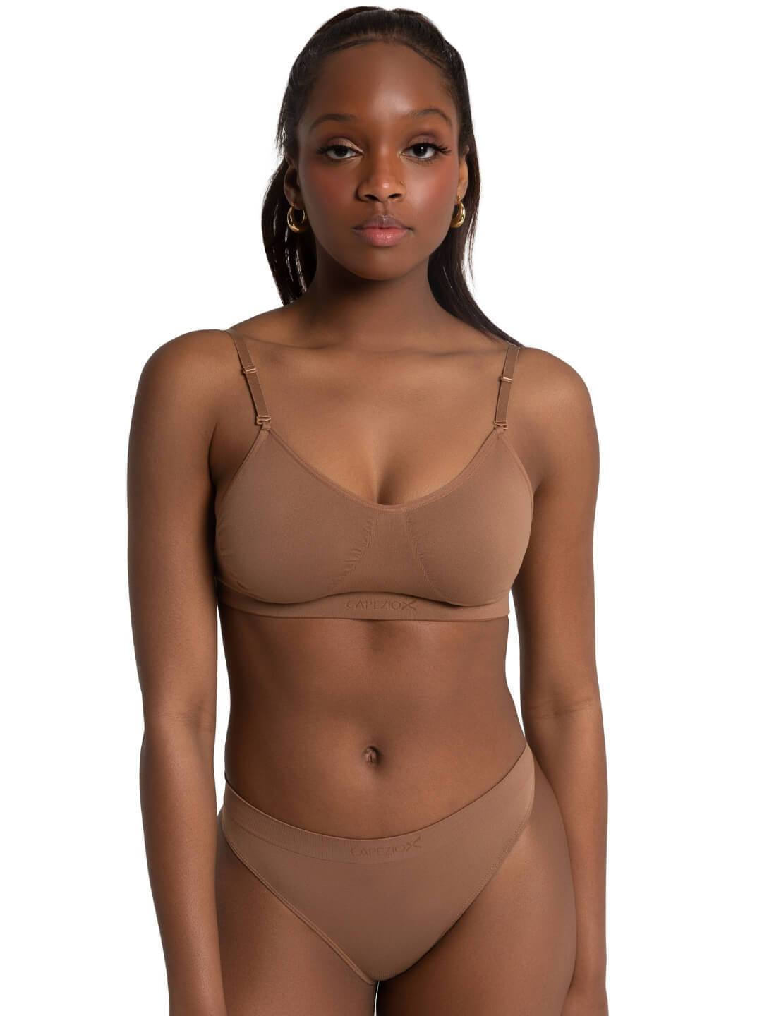 Capezio Seamless Clear Back Bra Mocha 3683