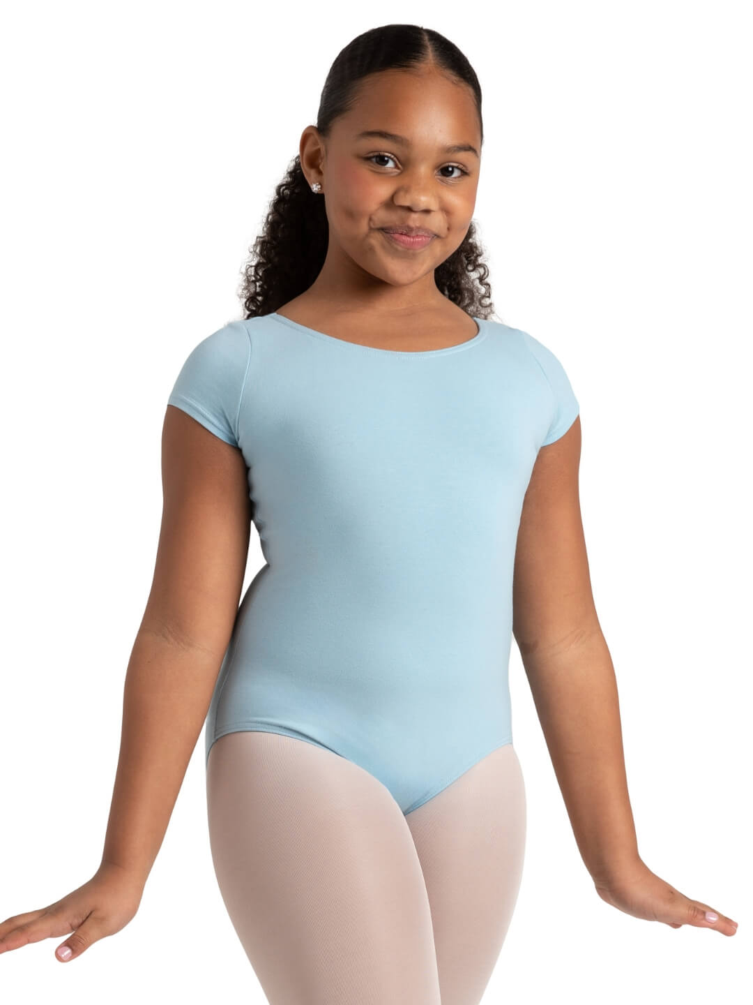 Capezio Short Sleeve Leotard Girls Light Blue CC400C