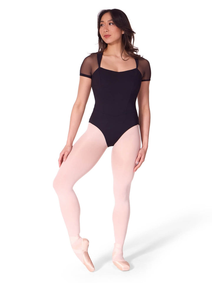 Capezio Soft Elegance Corset Short Sleeve Leotard Black EL108W