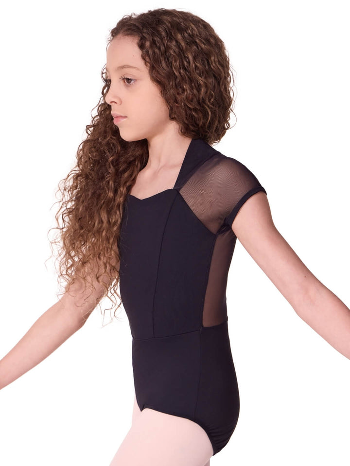 Capezio Soft Elegance Corset Short Sleeve Leotard - Tween Black EL108T