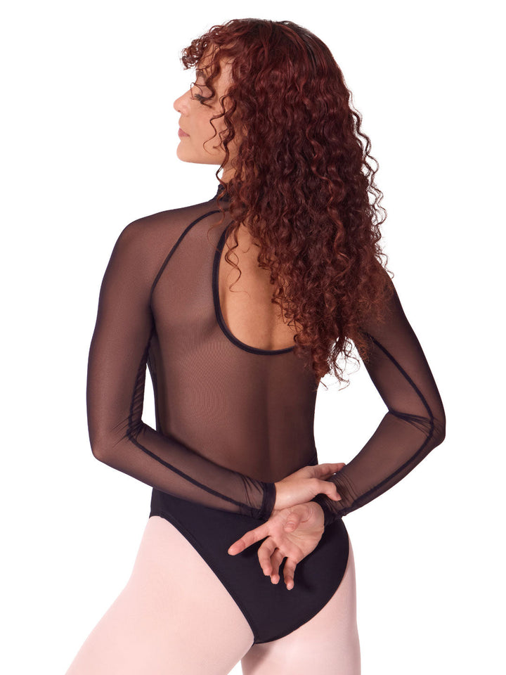 Capezio Soft Elegance Long Sleeve Mesh Leotard Black EL109W