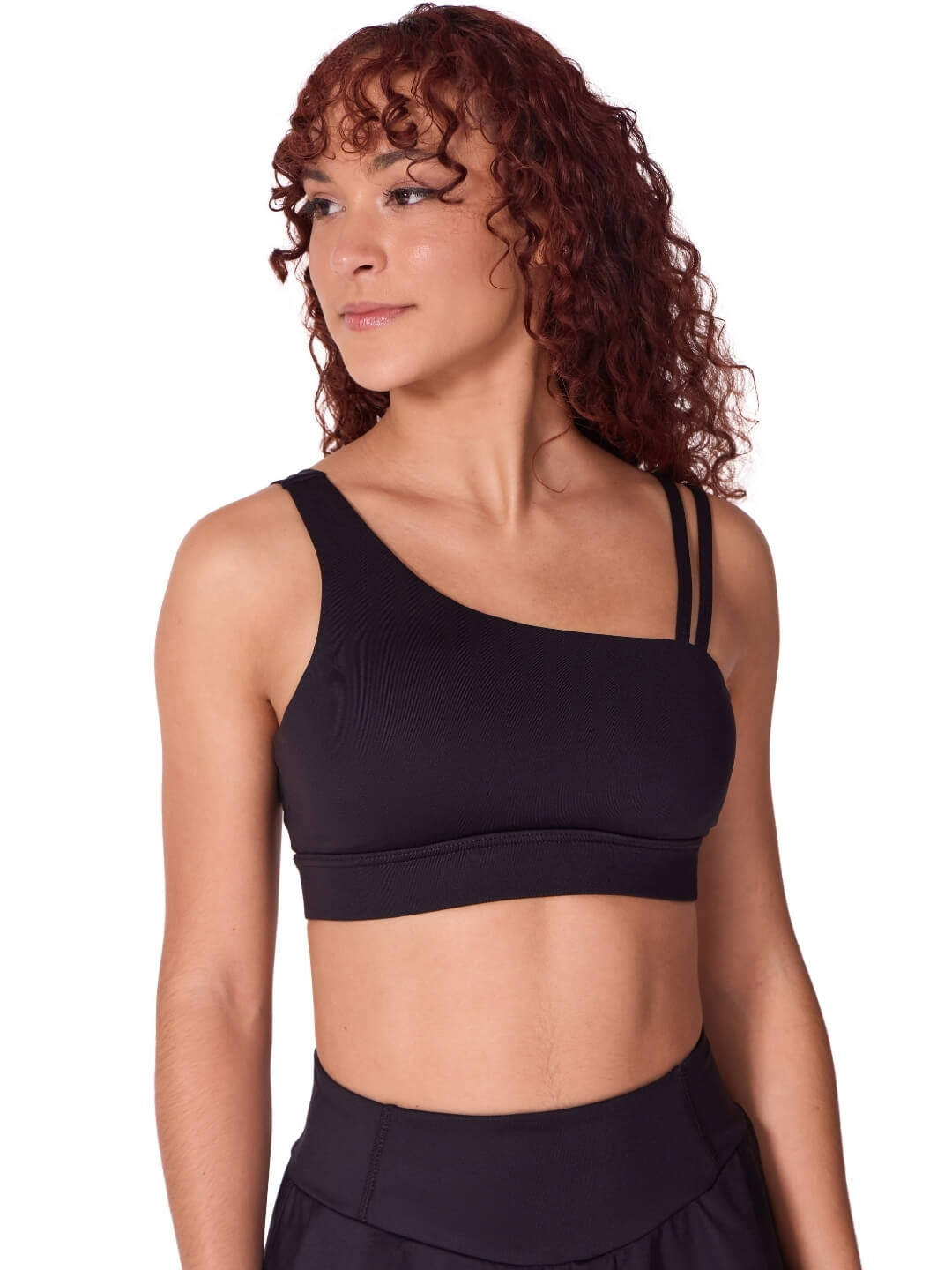 Capezio Studio Collection Asymmetric Double Strap Bra Black SE2017W
