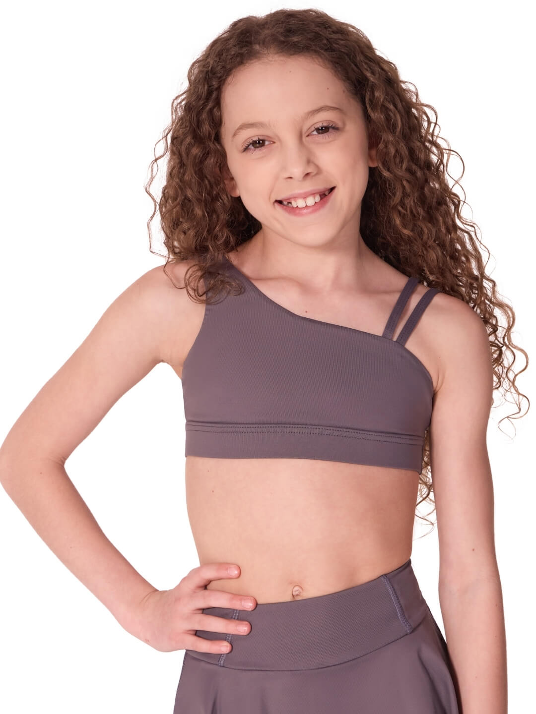 Capezio Studio Collection Asymmetric Double Strap Bra Gray SE2017W
