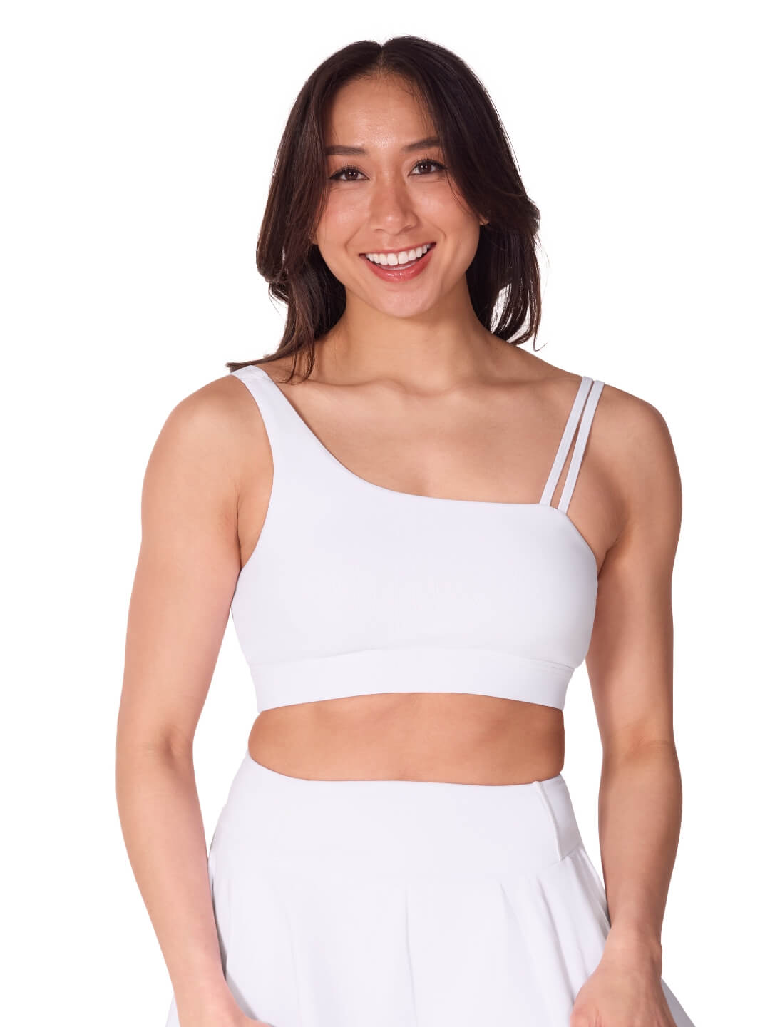 Capezio Studio Collection Asymmetric Double Strap Bra White SE2017W