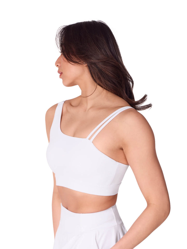 Capezio Studio Collection Asymmetric Double Strap Bra White SE2017W