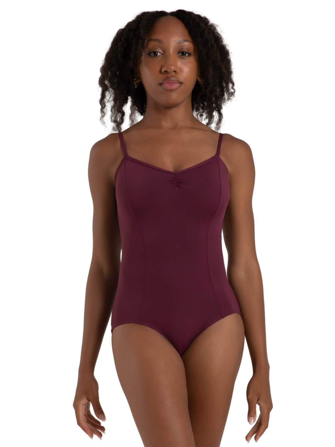 Capezio Studio Collection Dual Pinch Camisole Leotard with Princess Seams Adjustable Straps and Bratek Burgundy SE2008W