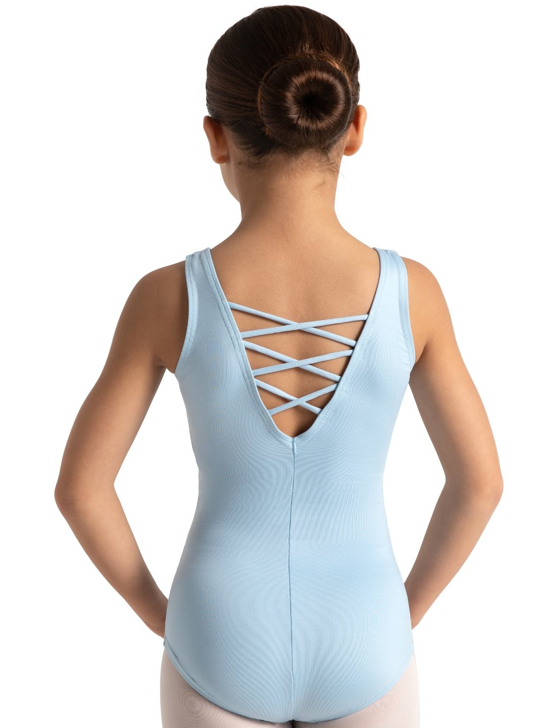 Capezio Studio Collection Lattice Back Tank Leotard Girls Light Blue SE1027C