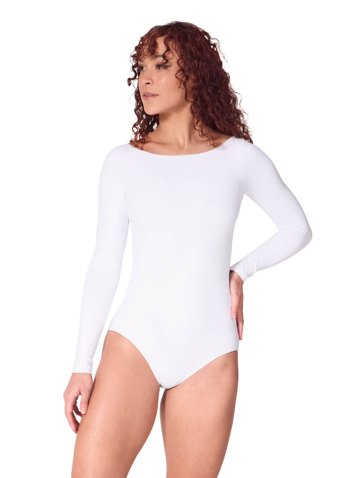 Capezio Studio Collection Pinch Back Long Sleeve Leotard White SE1011W