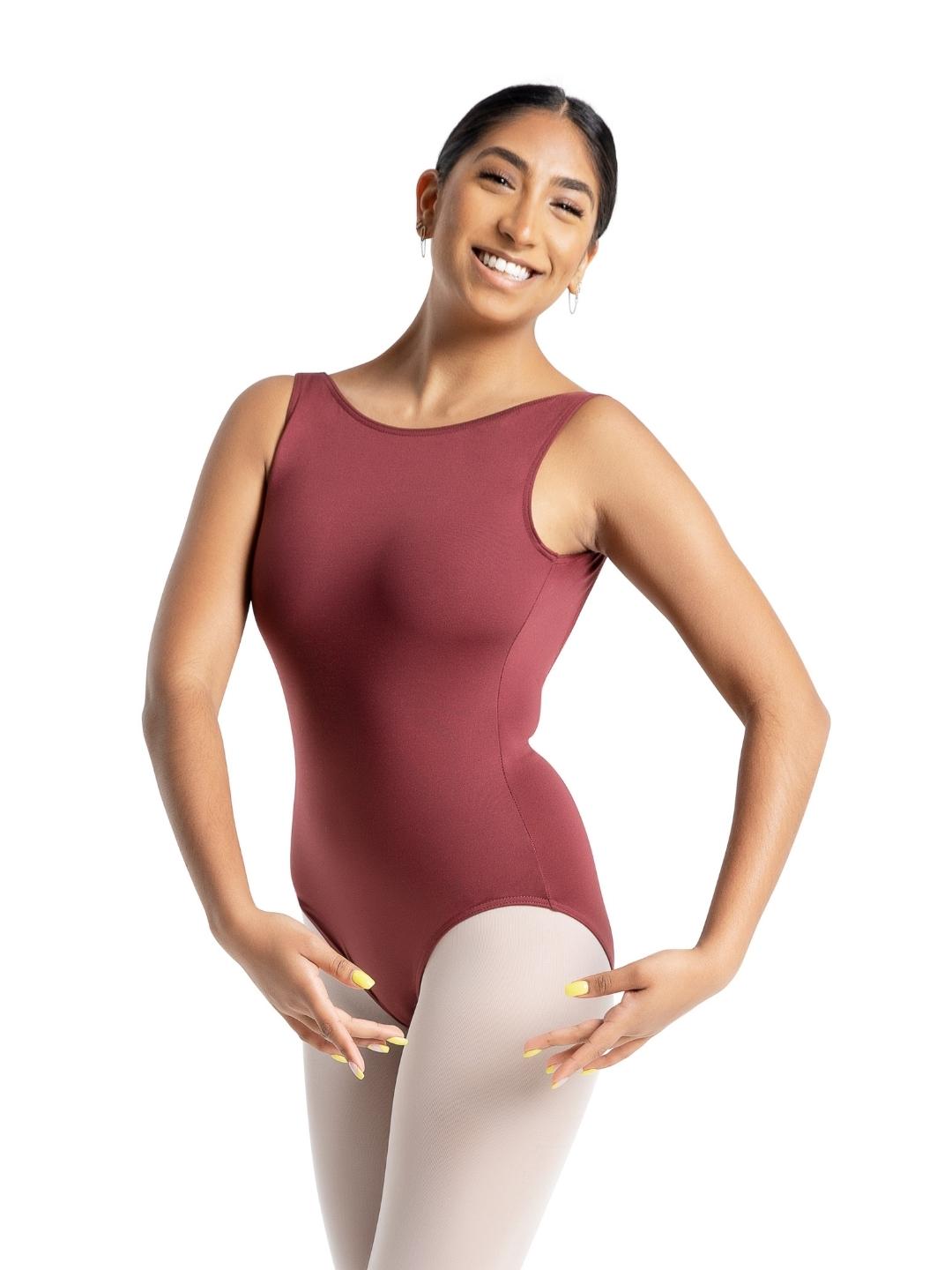 Capezio Studio Collection V Back Pinch Tank Leotard Burgundy SE1009W