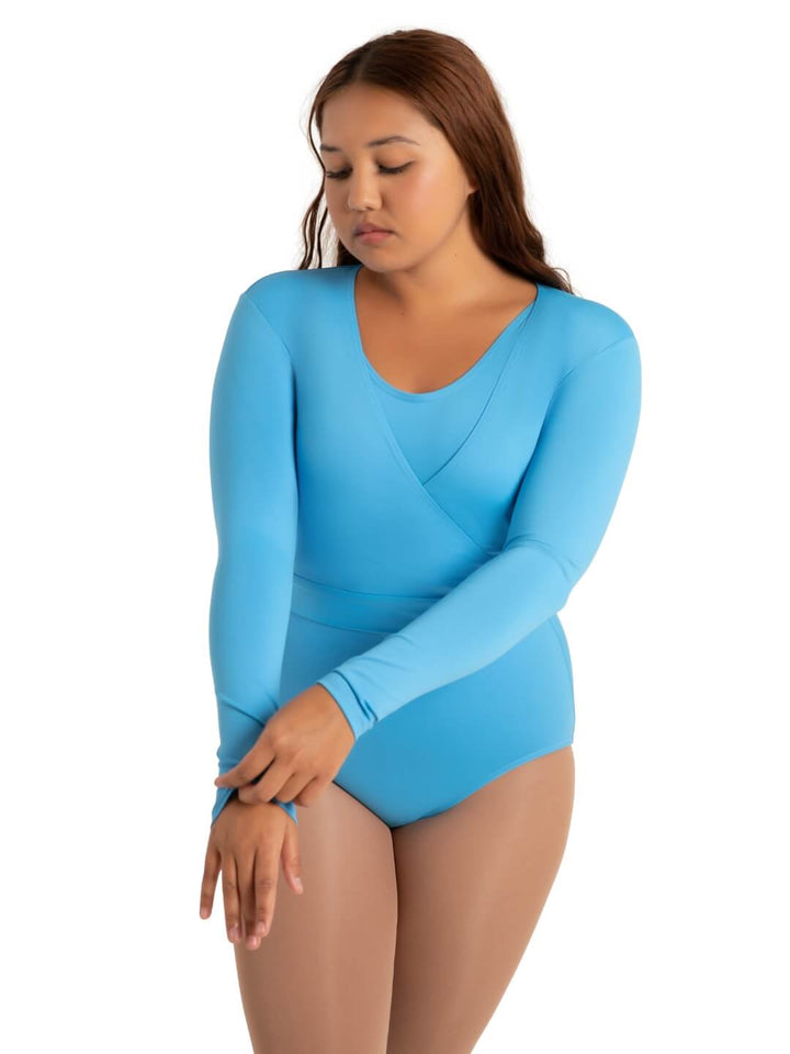 Capezio Studio Collection Wrap Top Columbia Blue SE1045W