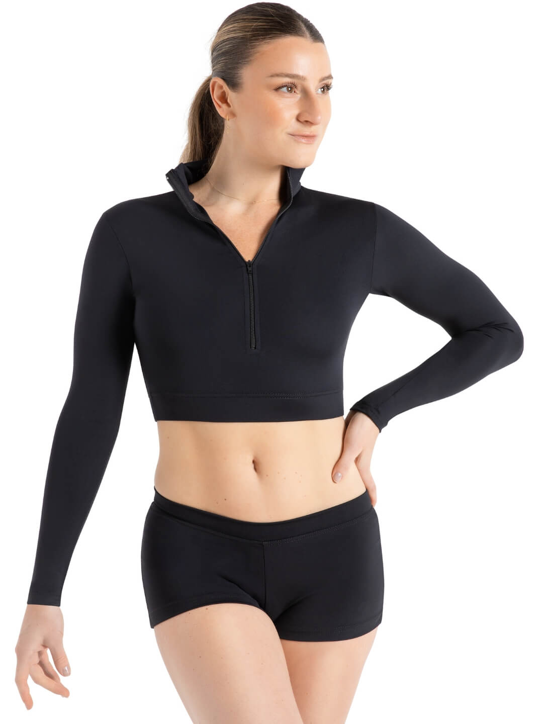 Capezio Turtleneck Long Sleeve Top Black TB107 f