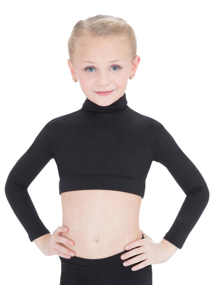 Capezio Turtleneck Long Sleeve Top Girls Black TB107C f