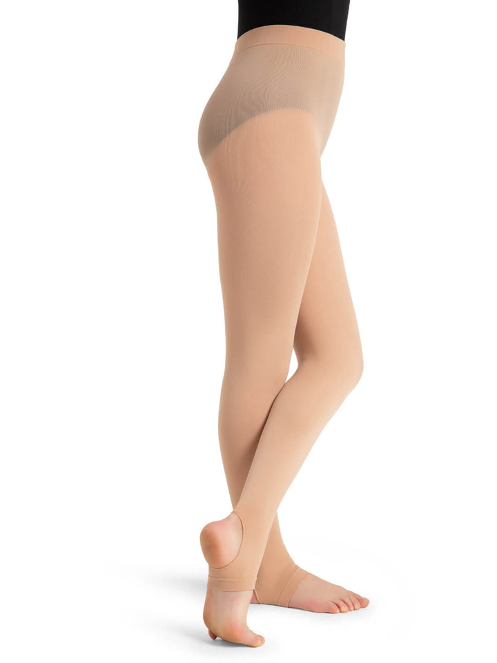 Capezio Ultra Soft Self Knit Waistband Stirrup Tight Girls Porcelain 1961C