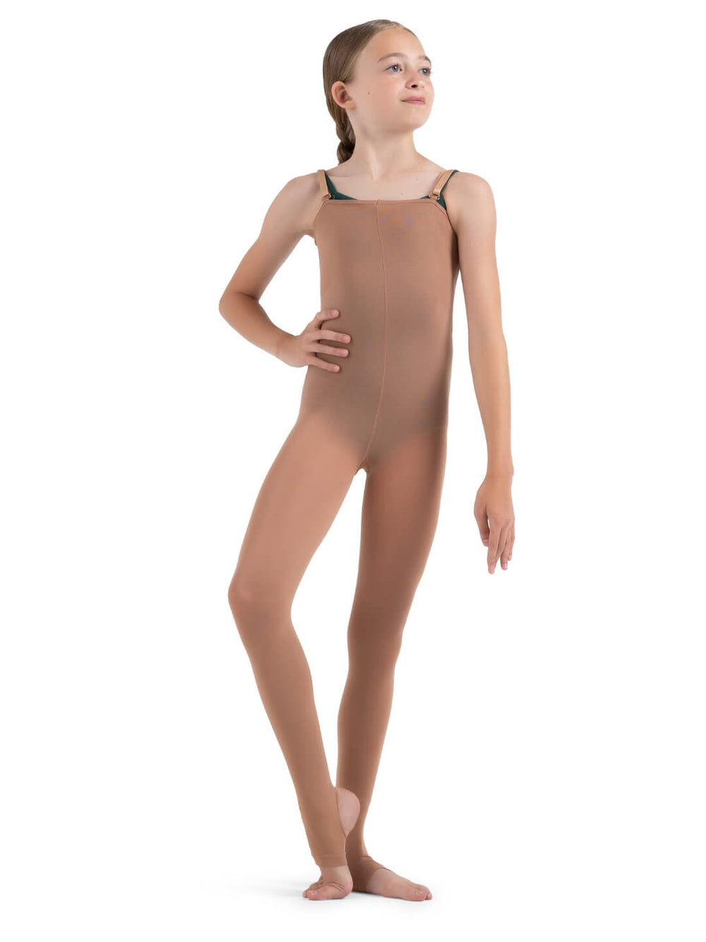 Capezio Ultra Soft Stirrup Body Tight - Girls Suntan 1819C