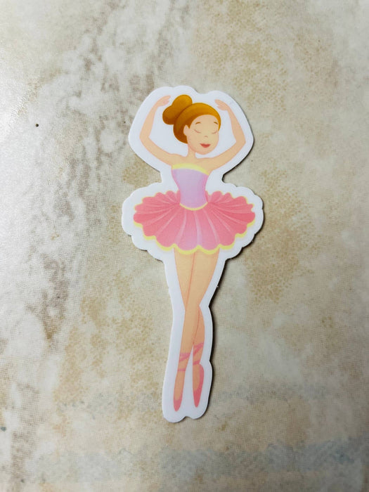 Mini Ballerina Vinyl Pink Sticker, 1" x 3": Retail Packaging