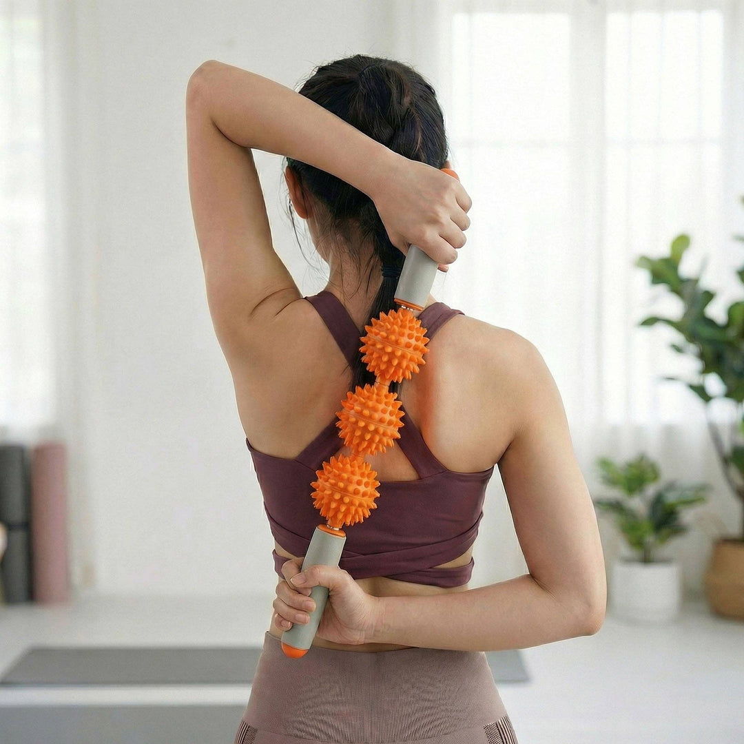 2-PC Handheld Massage Roller with Textured Therapy Balls for Deep Tissue Relief: Blue / One Size Fits Most