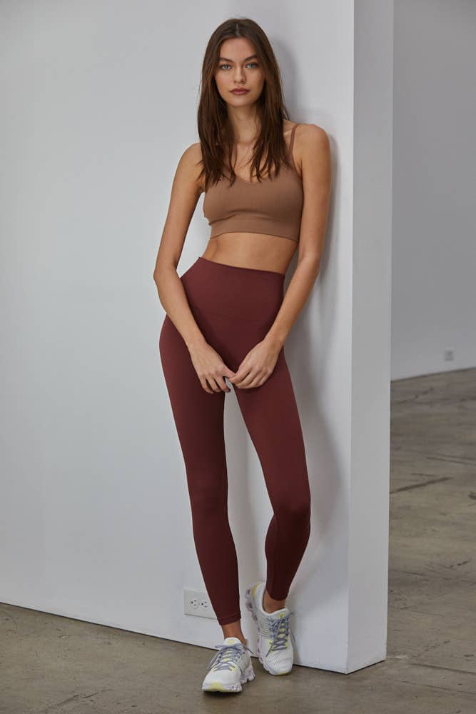 Knit Ribbed Seamless Sleeveless Padded Brami: Black / SM
