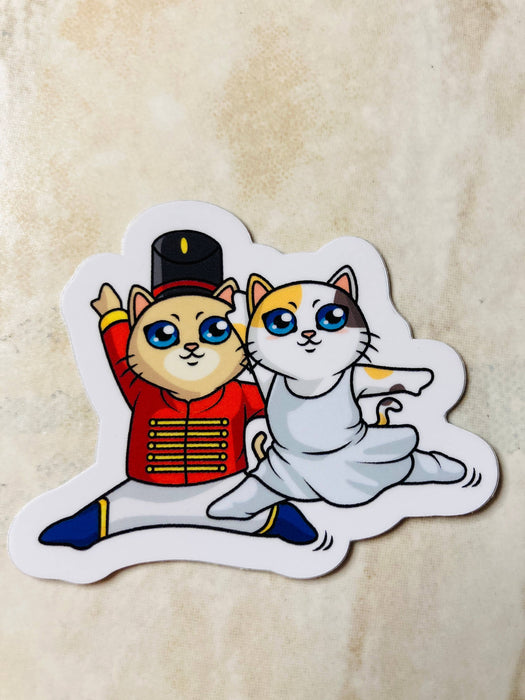 Paw De Deux Nutcat Nutcracker Sticker, 3" x 2.4: Retail Packaging