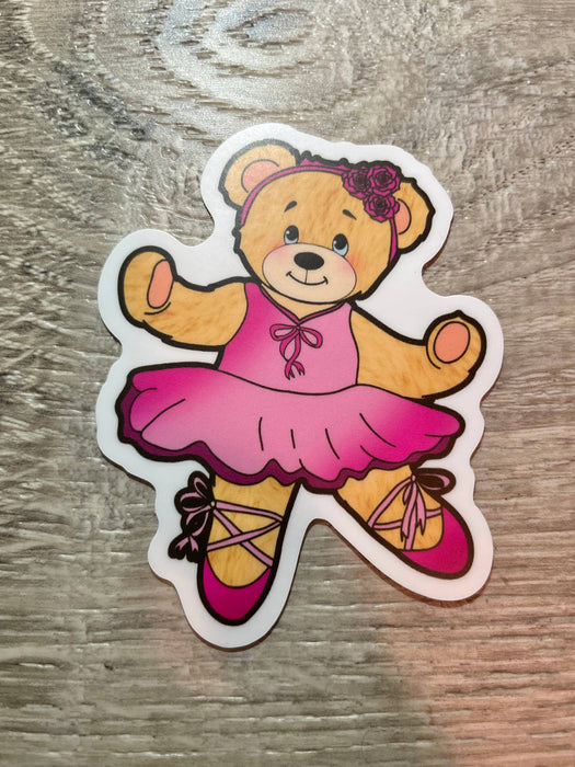 Teddy Bear Ballerina Dance Sticker, 2.5" x 3": Retail Packaging