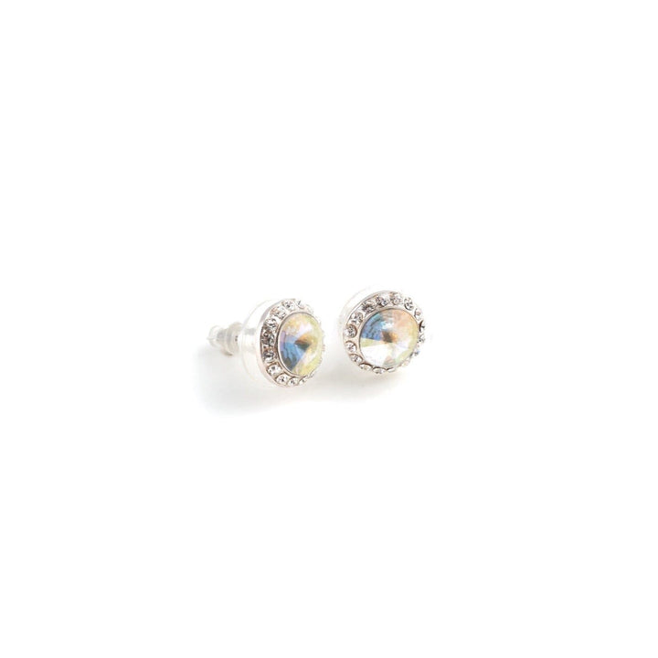 Pair of earrings with gemstones on a white background