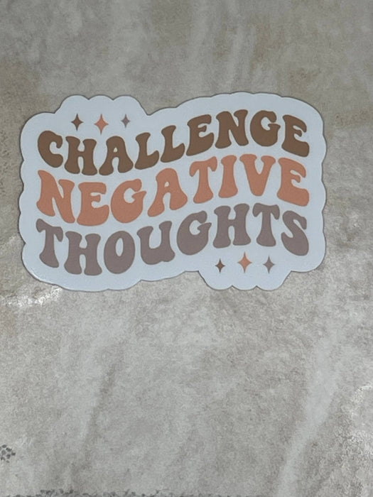 Challenge Negative Thoughts Vinyl Sticker, 3" x 2": Retail Packaging