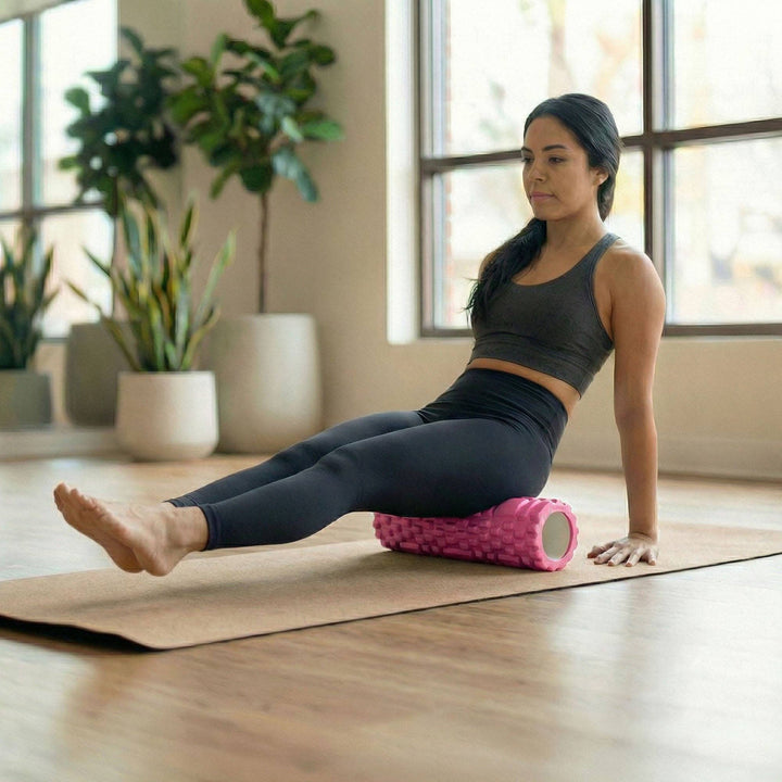 2-PC Textured Foam Roller for Deep Tissue Muscle Recovery and Mobility: Fuchsia / One Size Fits Most