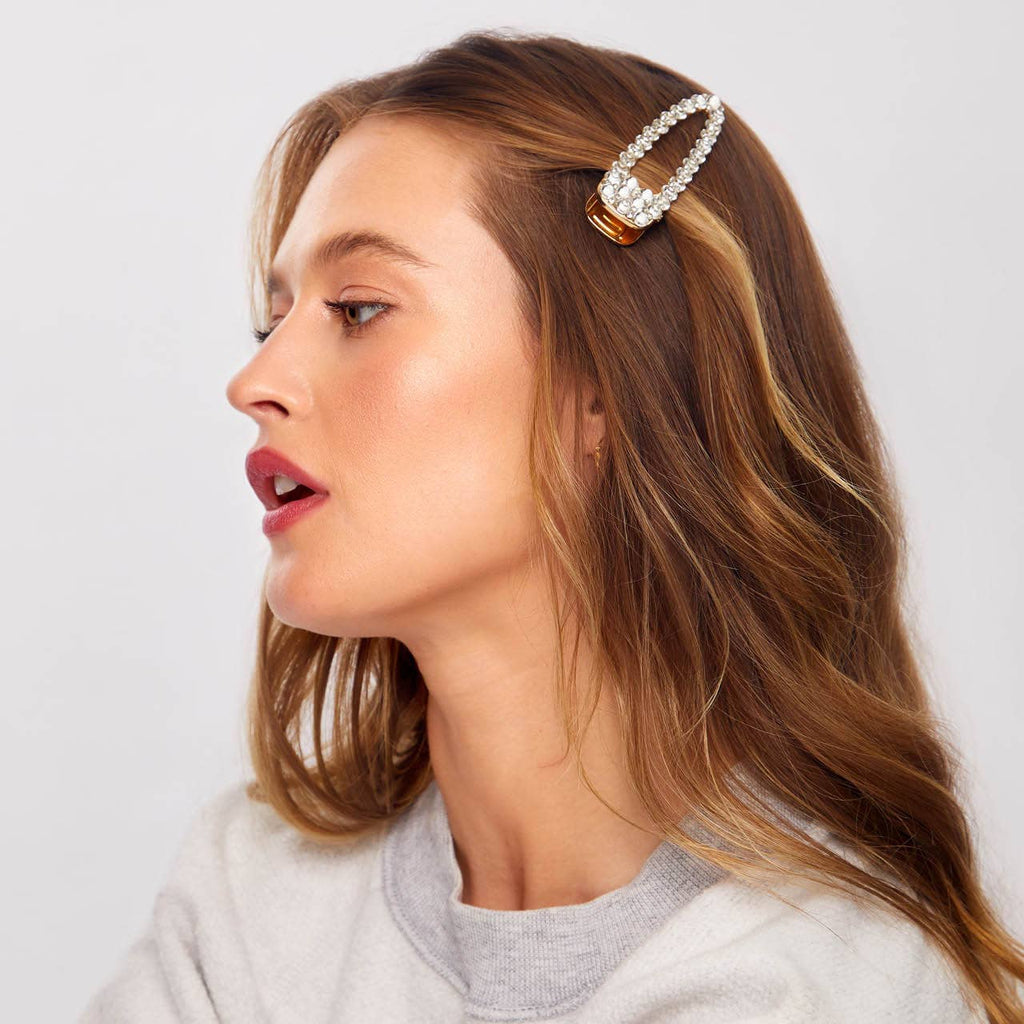 Metal Rhinestone Large Open Shape Hair Clip 1pc - Gold display picture 1