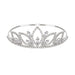 Silver tiara with clear stones on a white background