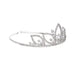 Silver tiara with clear stones on a white background