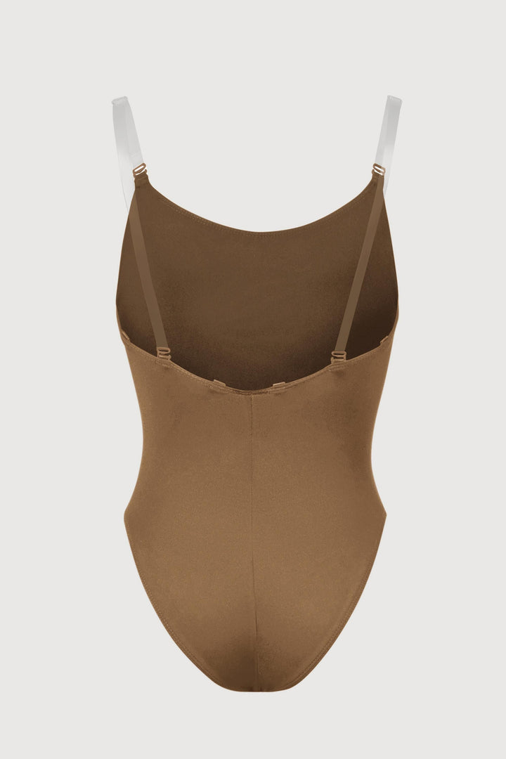 Girls Auva Adjustable Strap Bodysuit - CB3397 - Almond