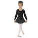 Long Sleeve Leotard with Double Layer Skirt Black