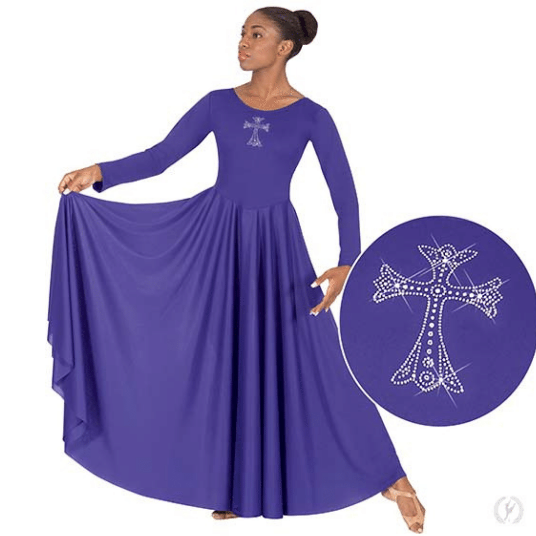 Eurotard 11022 Polyester Dress with Rhinestone Cross Applique