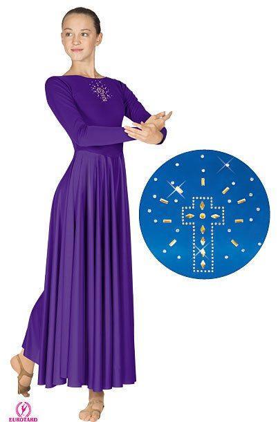 Eurotard 11524 Polyester Dress with Shining Cross Applique - Adult