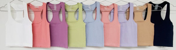 Essential Square Neck Ribbed Rib Tank - All The Colors