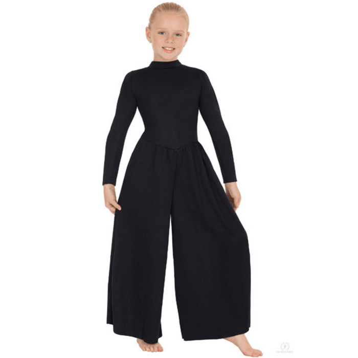 13846c - Eurotard Girls Simplicity Polyester Long Sleeve Wide Leg High Neck Praise Jumpsuit