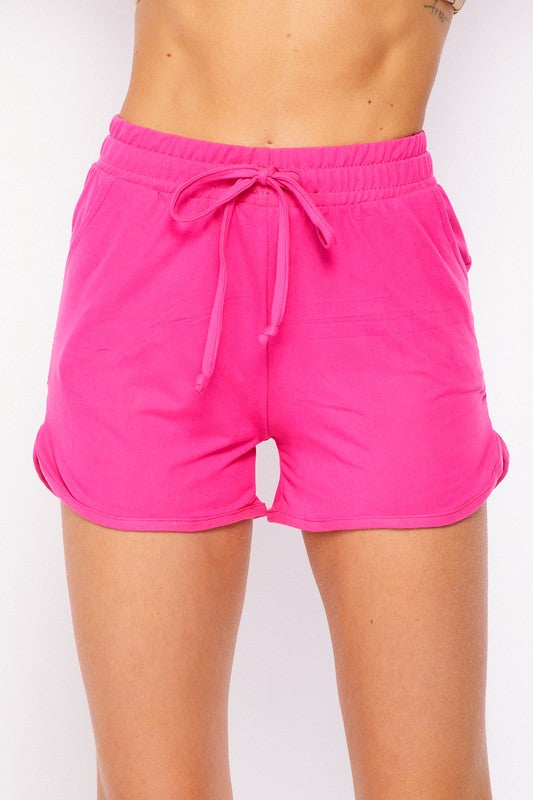 Drawstring Dolphin Short with Pocket Fuchsia - Front
