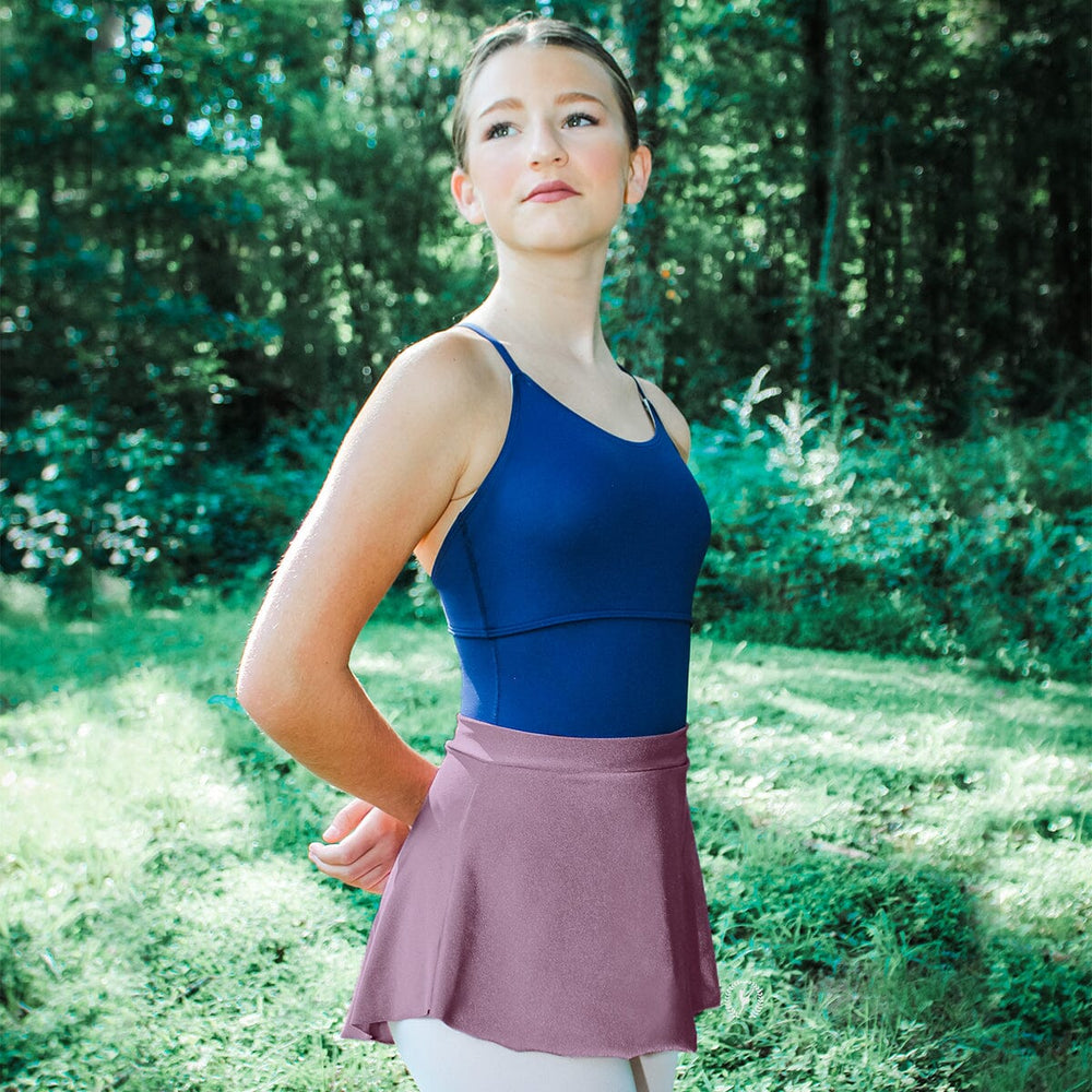 15121 Eurotard Women's Stellar High Low Pull On Mini Ballet Skirt Mauve Front