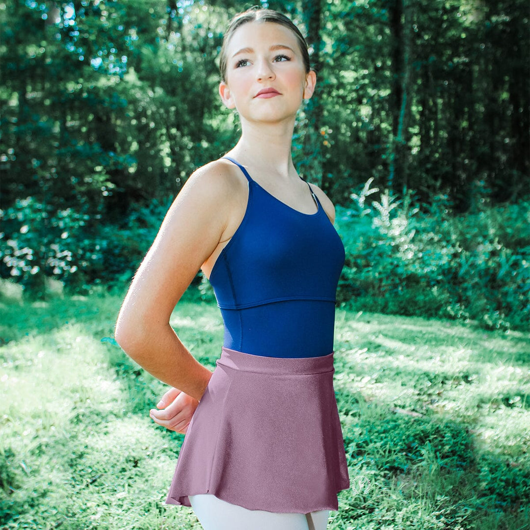 15121 Eurotard Women's Stellar High Low Pull On Mini Ballet Skirt Mauve Front