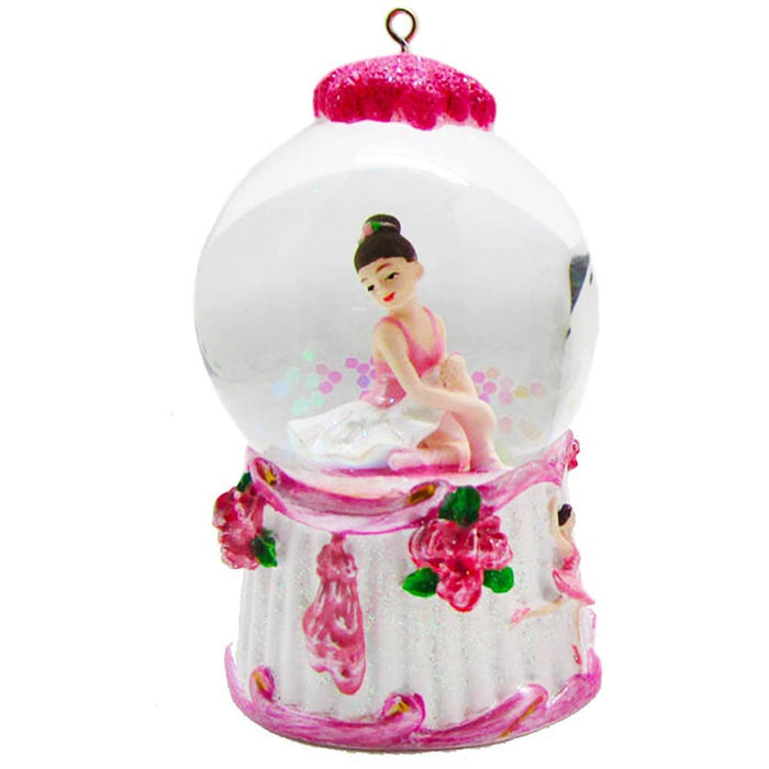Mini Ballerina Pink and White Snow Globe Ornament