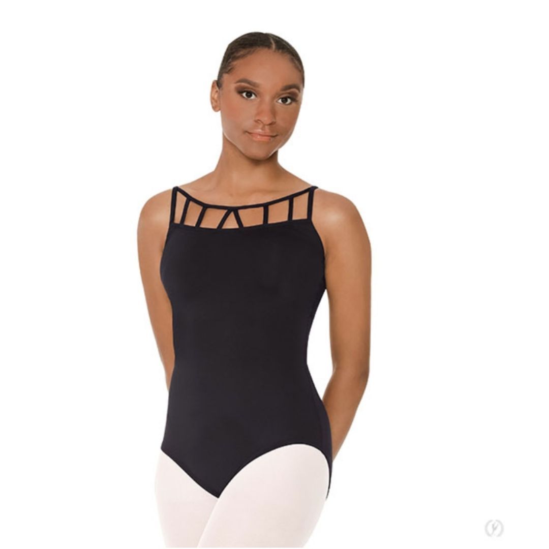 Eurotard 44485 Lattice Front Leotard Black - Front
