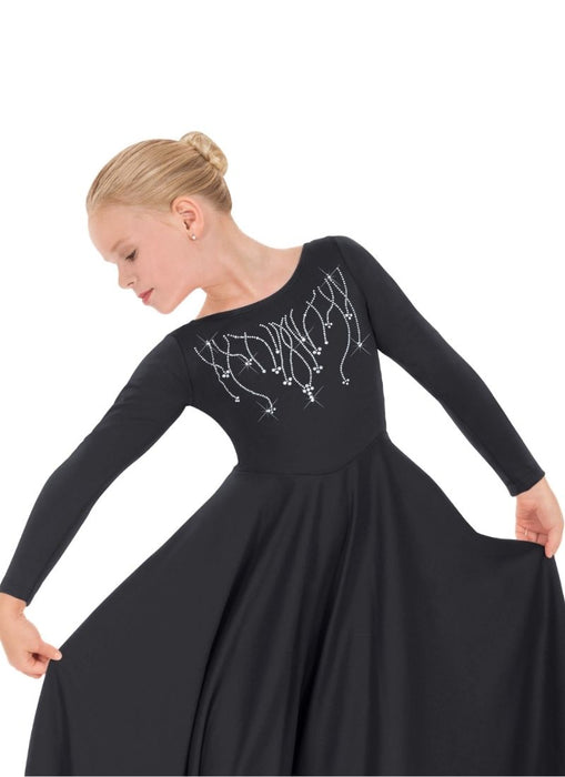 Eurotard 11024C Polyester Dress with Praise Rhinestone Applique - Child