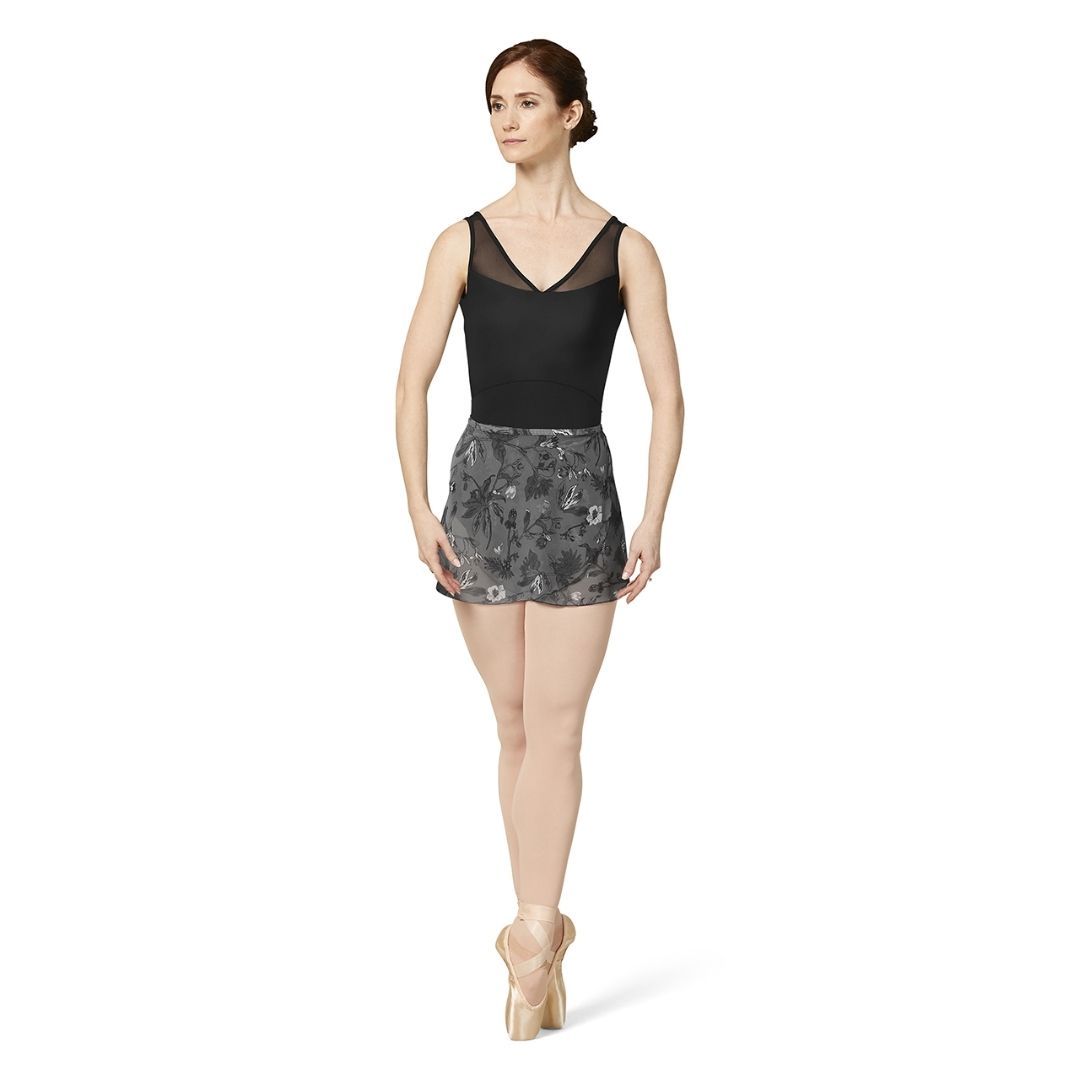 Mirella MS157 Printed Mesh Skirt - Black